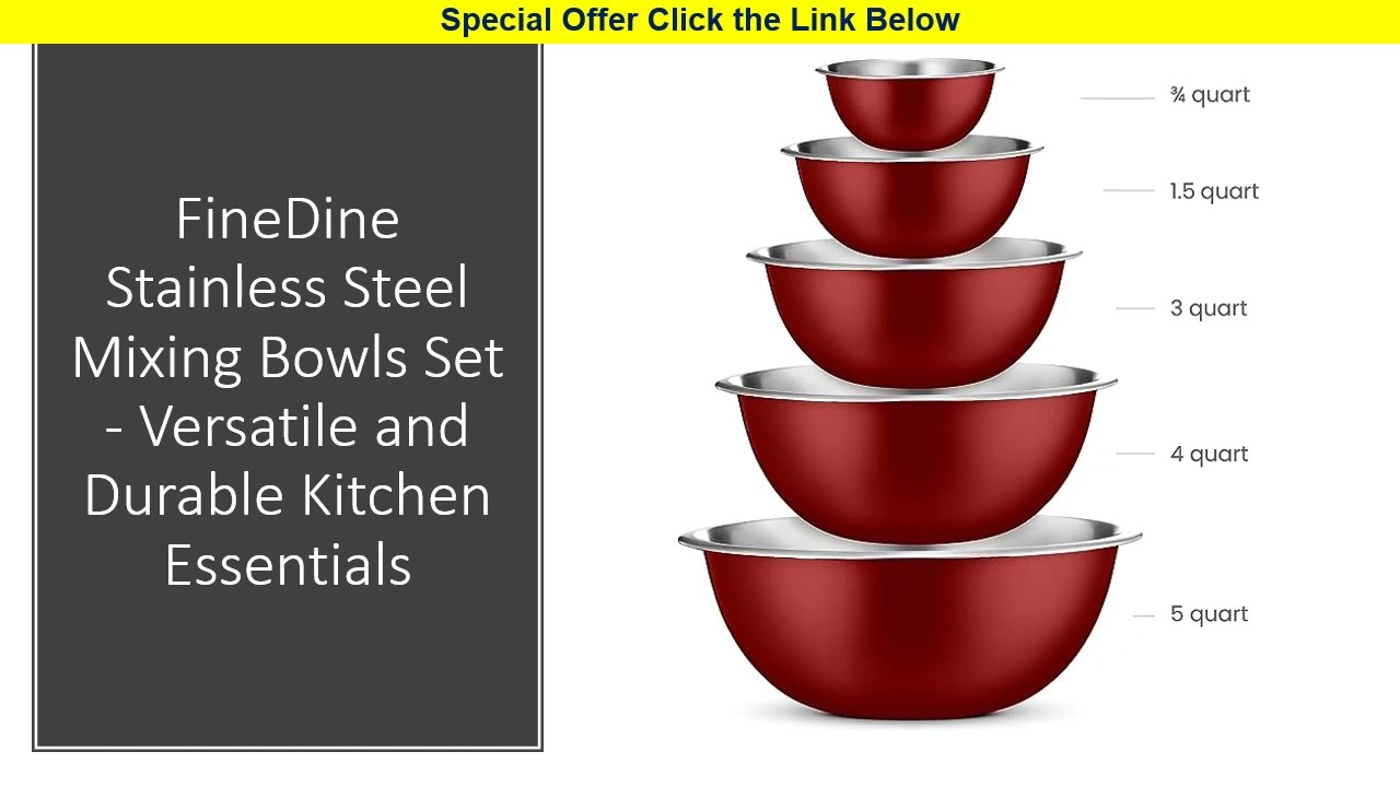FineDine Stainless Steel Mixing Bowls Set - Versatile and Durable Kitchen Essentials