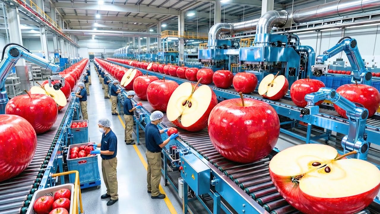 INSIDE A HIGH-TECH APPLE PROCESSING PLANT: FROM FRESH APPLES TO JUICE & APPLESAUCE