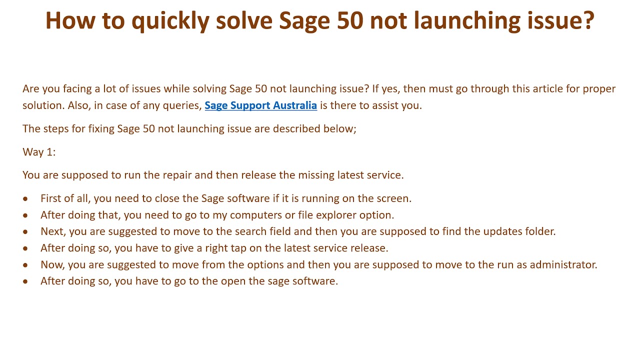 How to quickly solve Sage 50 not launching issue