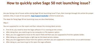 How to quickly solve Sage 50 not launching issue