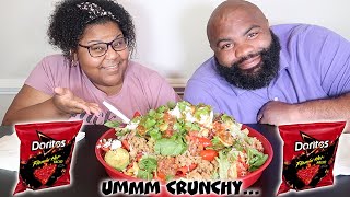 FLAMIN HOT LOADED NACHOS| TACO TUESDAY MUKBANG| prissy p| prgang| flamin hot doritos