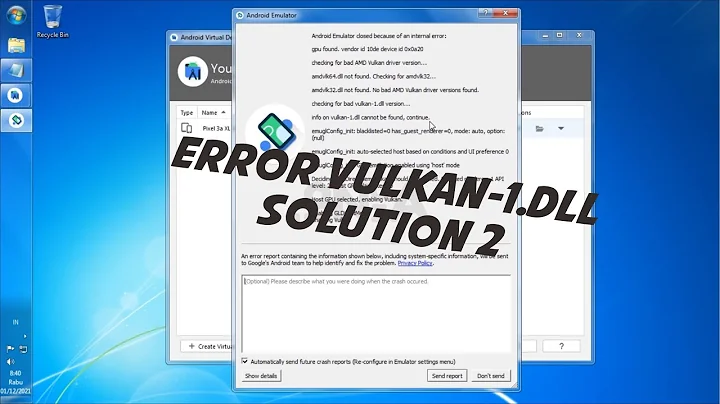 Android Studio Emulator Error Vulkan-1.dll , Solution 2