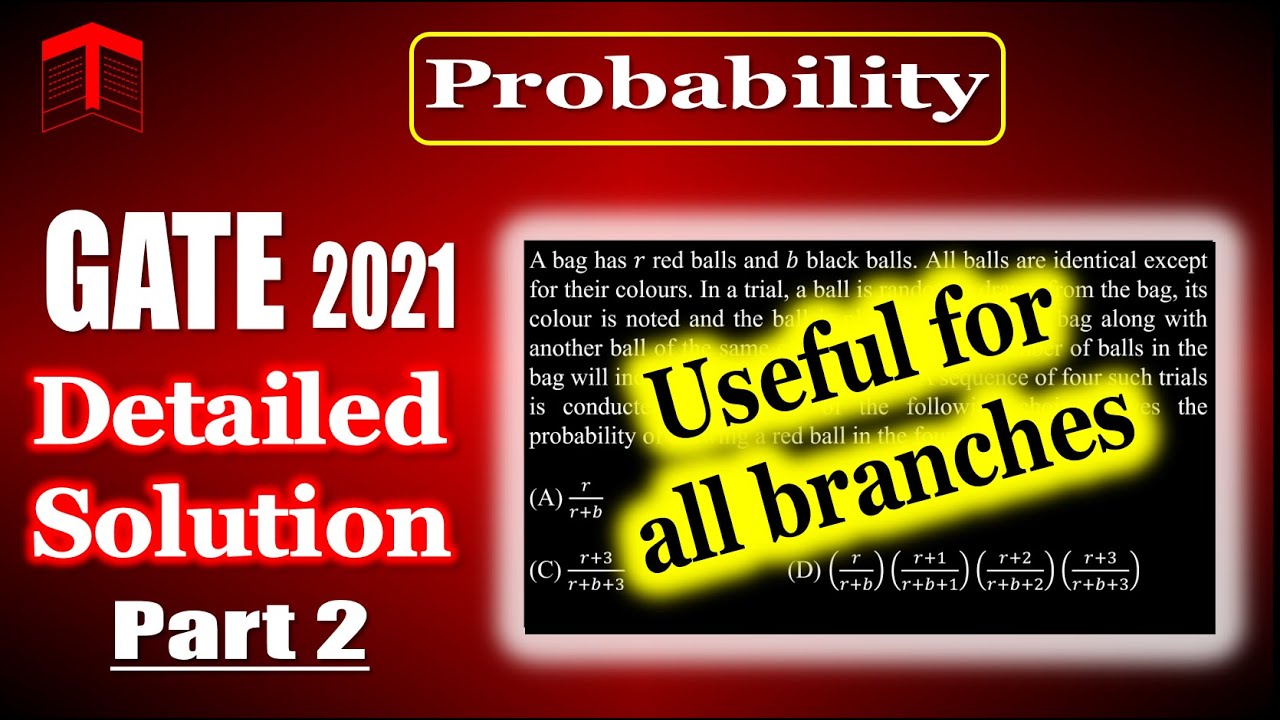 GATE 2021 Solution | Engineering Mathematics | Probability 2 marks question from CS (Part 2)