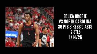 Ebuka Okorie vs North Carolina (36 PTS 3 REBS 9 ASTS 2 STLS) 1/14/26