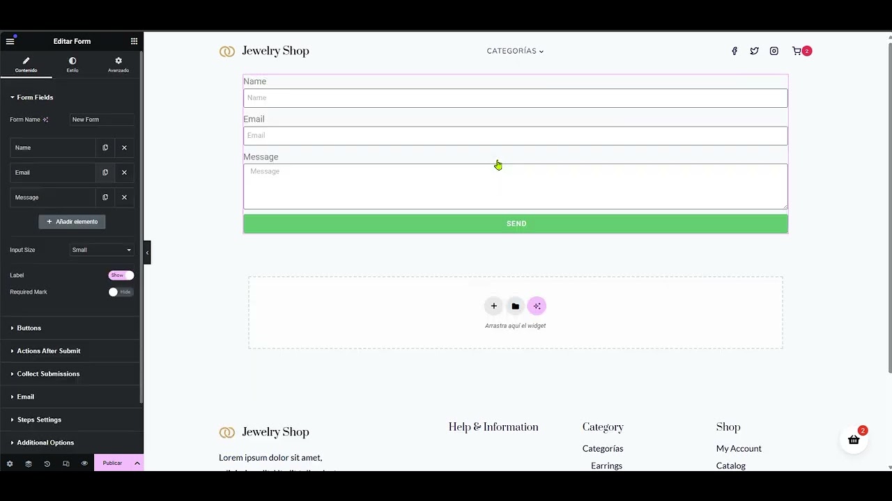 Formulario horizontal WordPress Elementor pro tutorial - YouTube