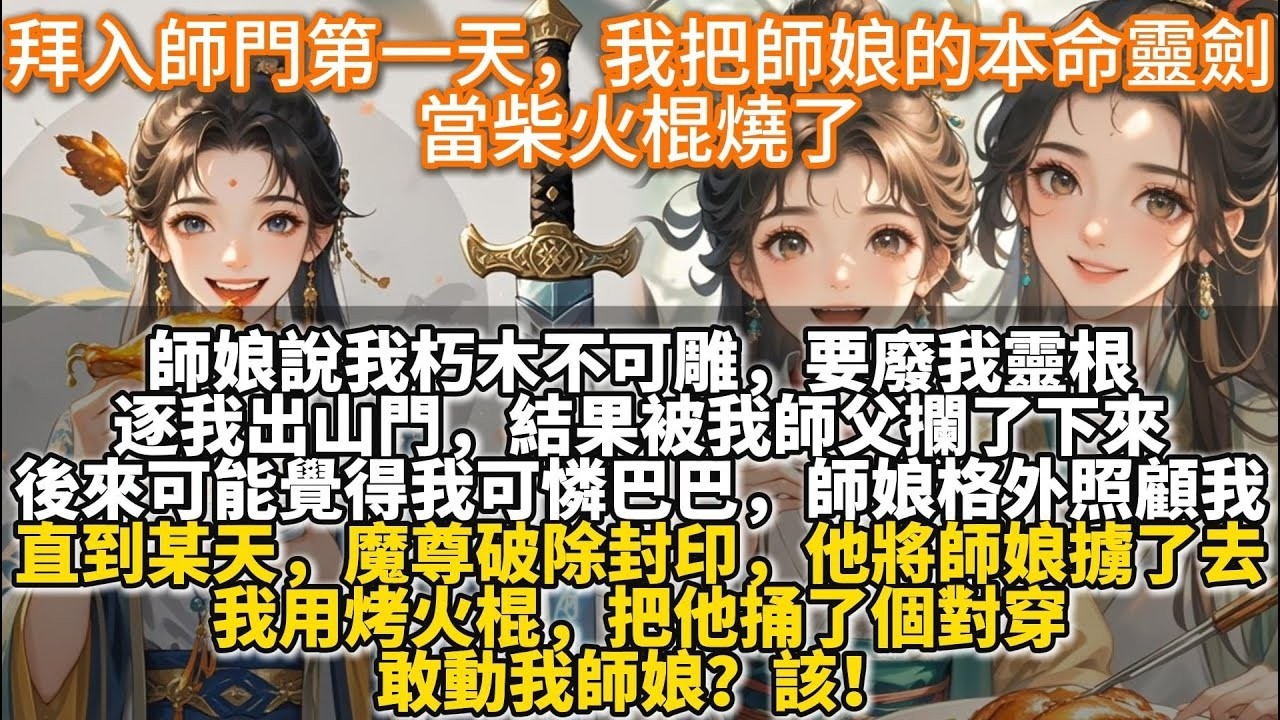 完結女子互助文：拜入師門第一天，我把師娘的本命靈劍當柴火棍燒了。師娘說我朽木不可雕，要廢我靈根，逐我出山門。結果被我師父攔了下來。罷了，她天生廢柴，不懂這些。師娘杏眼圓睜，說師父是鬼迷了心竅