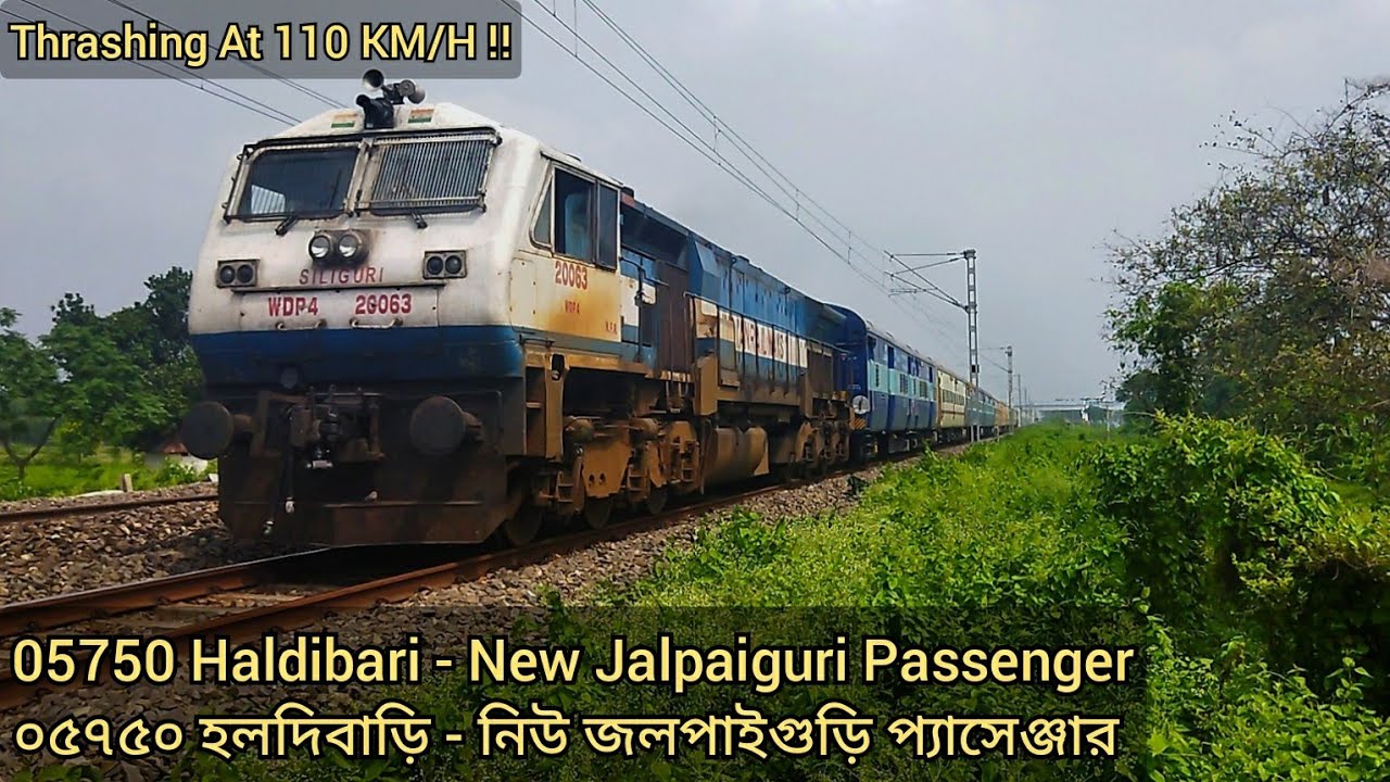 White Beast WDP 4 Thrashing At 110 KM/H With 05750 HDB - NJP Passenger Towards New Jalpaiguri Jn.