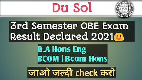 Du Sol 3rd Semester OBE Exam Result Declared