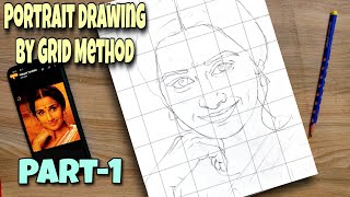How to draw a portrait of anyone by using grid method | portrait outline drawing with grid method screenshot 5
