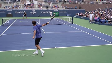 Roger Federer v Two Guys, 2018 US Open practice, 4K