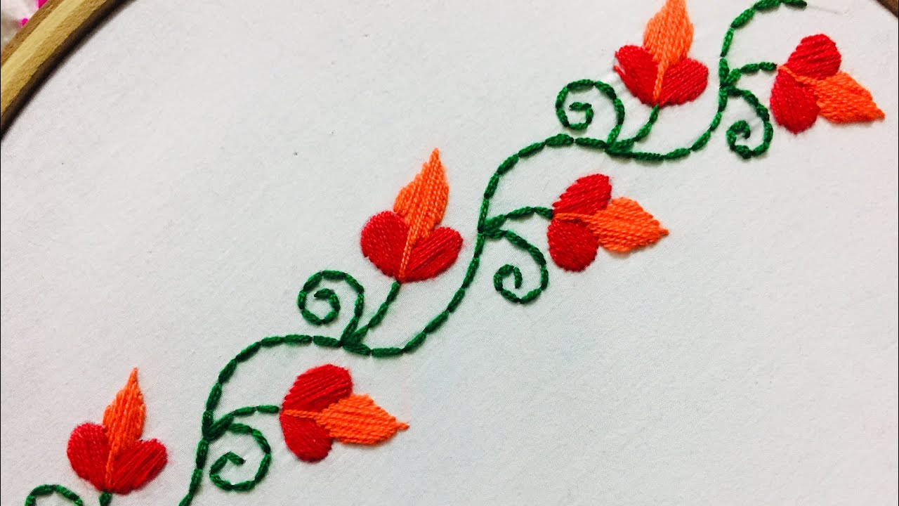 Hand Embroiderysimple borderline embroidery design. YouTube