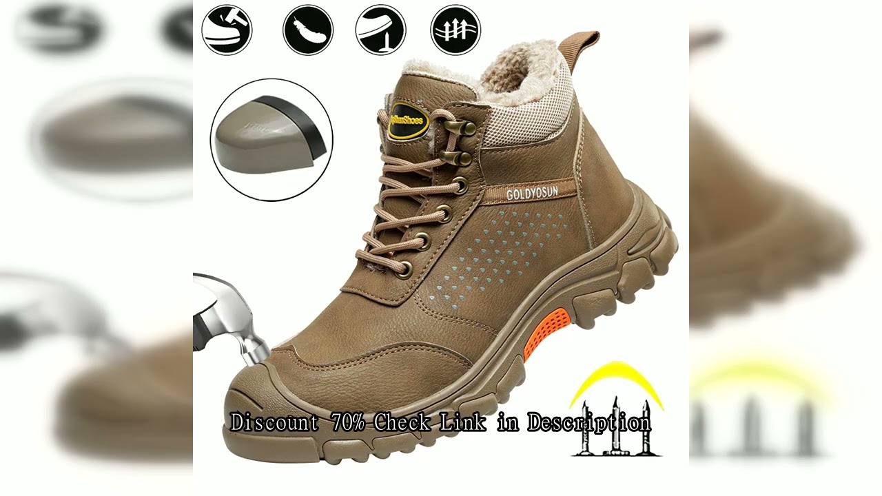 New Winter Thickened Wool Work Safety Shoes For Men Steel Toe Cap Work Boots Non Slip Security Shoes