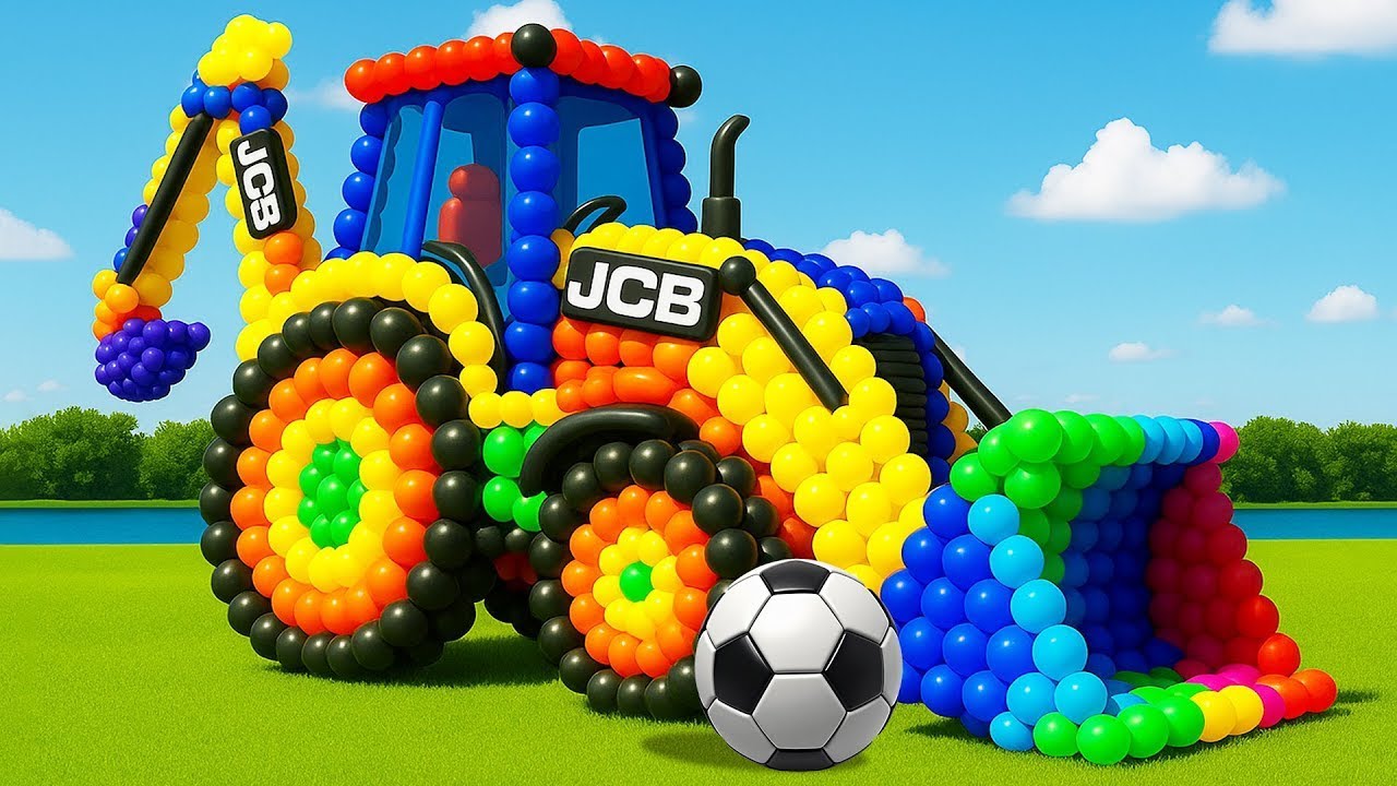 The mascot vibrato assistant JCB and Tractor placed on the football field is popular, co produced