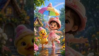 Baby girl and duckling Enjoy the rain|| Aye bristi jepe #cute #baby #duckling