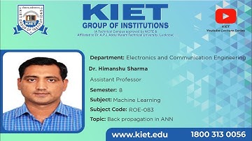 Backpropagation Algorithm in ANN | Dr. Himanshu Sharma | ECE_8Sem_Machine_Learning