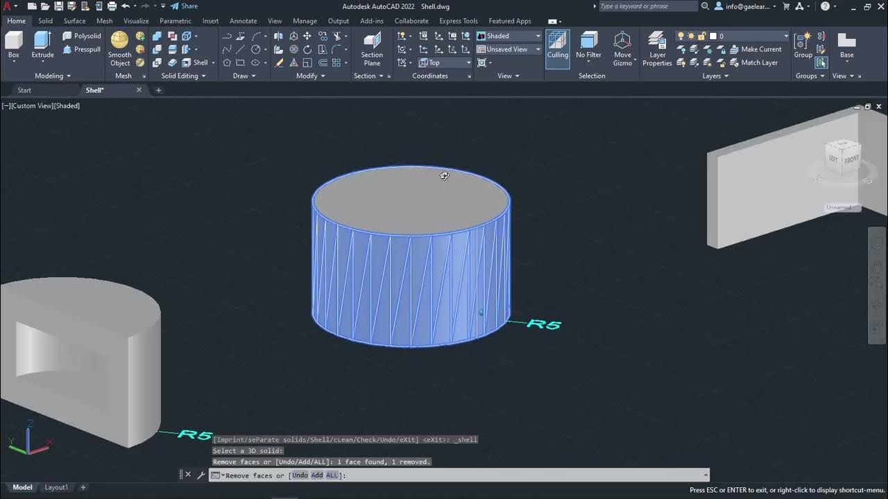 Shell tool (AutoCAD 3D Tutorials) YouTube