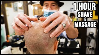 OLD SCHOOL ITALIAN BARBER 💈 1 HOUR SHAVE and HEAD MASSAGE 💈 ASMR NO TALKING