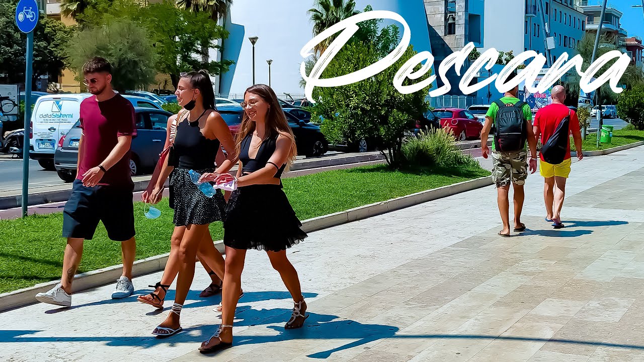 SUMMER HEAT IN PESCARA. Italy - 4k Walking Tour around the City - Travel Guide. trends, moda #Italy