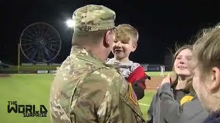 Soldier returns home, surprises kids at Bandits game