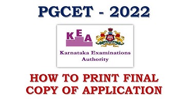 PGCET 2022 | How to Print Final Copy of Application