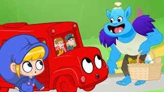 Morphle becomes a Bus - Vehicle adventures for kids (Policecar, Helicopter, Digger, Firetruck)