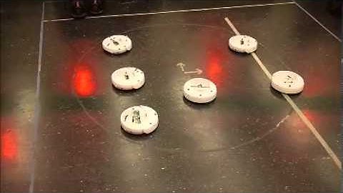 Six robots performing connectivity + formation + collision avoidance