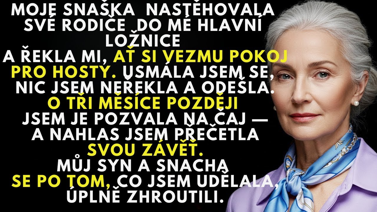 V momentě, kdy mě synova žena vyhodila z mé vlastní ložnice a řekla mi, že si mám vzít pokoj pro hosty, jsem tiše odešla. Bylo mi dvaašedesát, celý život jsem učila a věřila, že děti vychováváte...