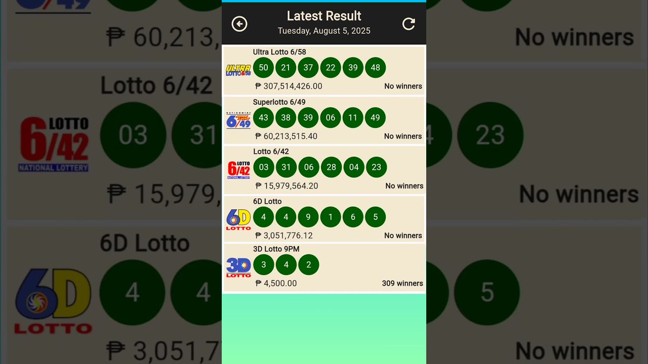 9pm Lotto Result Today August 5 2025 All Draw Shortvideo Lottoresulttoday