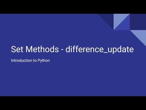 Introduction to Python - Set Methods - Difference_Update - YouTube