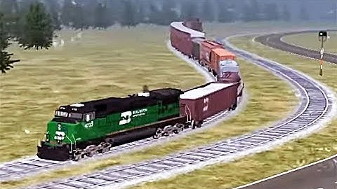 Train Sim - Mountain Pass Using GE Dash 9 at Rainy Day - Simulasi Kereta Api