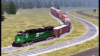 Train Sim - Mountain Pass Using GE Dash 9 at Rainy Day - Simulasi Kereta Api
