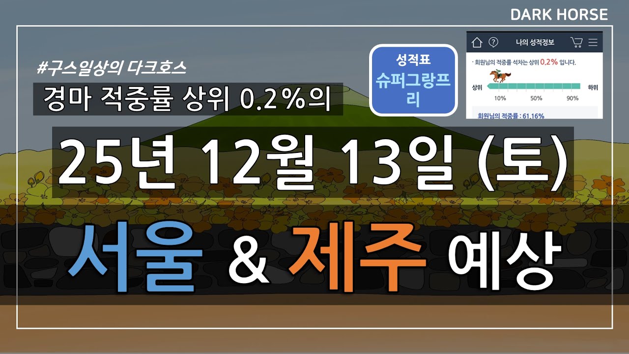[구스일상 경마예상] 2025년 12월 13일 토요일 서울 제주 경마 예상