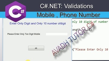 Enter Only 10 digit number using c#.net | only numbers using c# | validations in c#