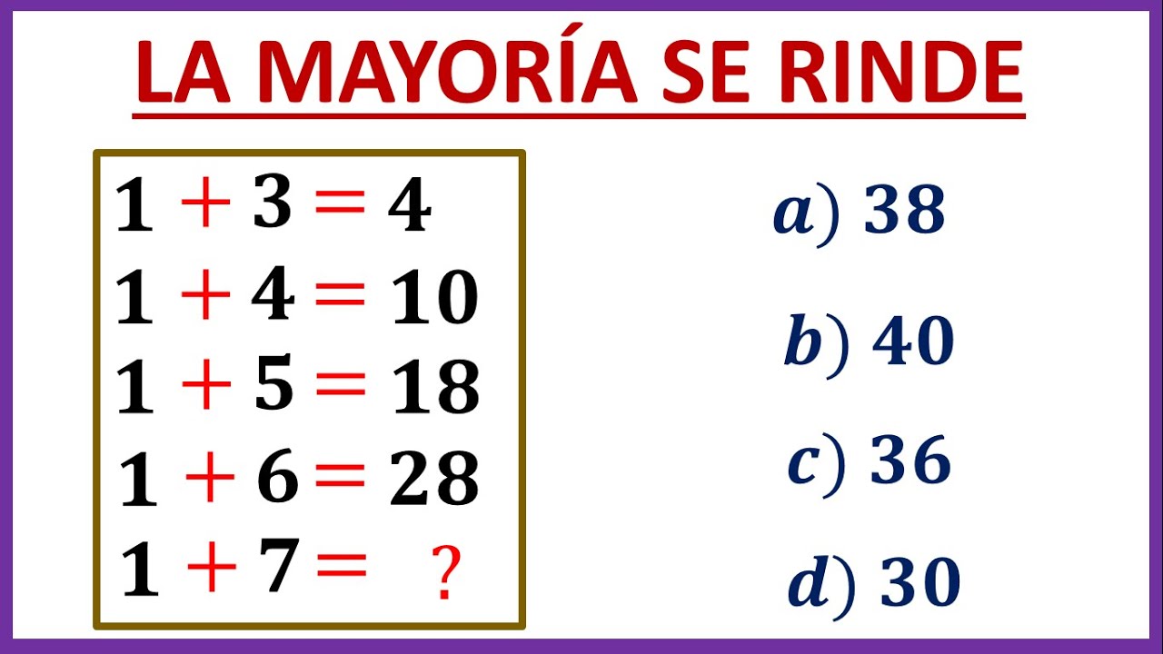 😋 PARA LOS MAS GENIOS | RAZONAMIENTO MATEMÁTICO - YouTube