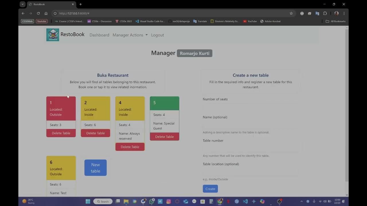 cs50 Web - Capstone (Final Project) - RestoBook - YouTube