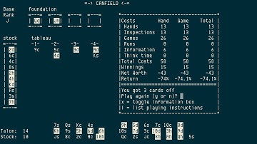 Canfield, Patience card game, from BSD Games