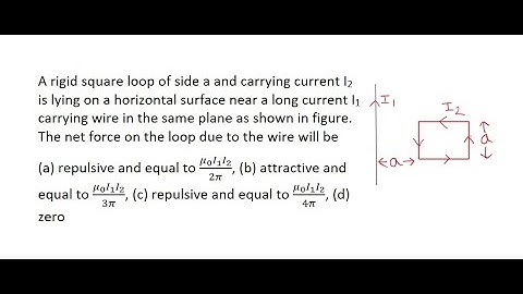 42| A rigid square loop of side a and carrying current I2 is lying on a horizontal surface near a