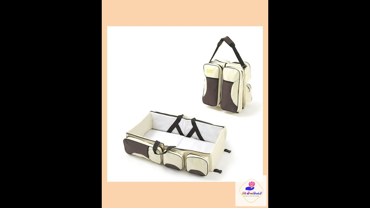Baby Folding Bed Mommy Bag Portable One-shoulder Mom Bag Multifunctional Large Capacity Portable ...