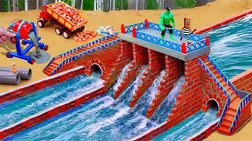 DIY Science Project Mini Bridge - Making Mini 6 Compartment Dam With Bricks To Prevent Flooding