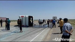 Xorazmbuxoro Yonalishi Boyicha Harakatlanayotgan Avtobus Agdarilib Ketdi