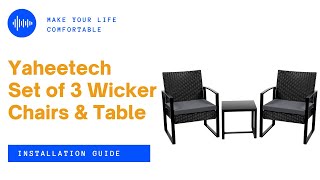 Yaheetech 3-Piece Rattan Patio Furniture Set Metal-Glass Table Installation Guide