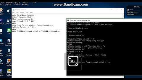Coding Kalkulator Persegi ke Interactive Ruby dari CMD Berbasis Windows 10