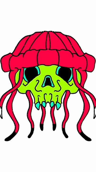 Skull tentacle color test no.11 jellyfish edition no.3 | illustration & drawing