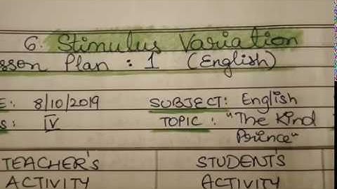 Skill of Stimulus Variation/ English lesson plan/ B.ed Micro Teaching/ sample