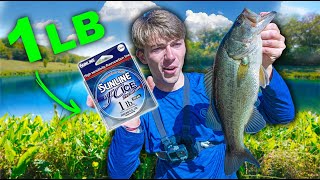 1LB Fishing Line Big Bass CHALLENGE! (Worlds LIGHTEST Line VS Bass!)