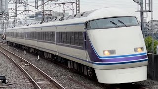 東武100系107編成（雅塗装）が越谷駅を通過するシーン（2022.8.17）