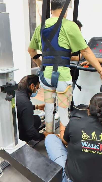 Paraplegia first walk on treadmill with harness. #physiotherapy #paraplegic #physio #rehab #fitness
