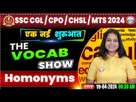 SSC CPO & CGL 2024, SSC MTS English Class, CHSL English Vocabulary, Homonyms English Class