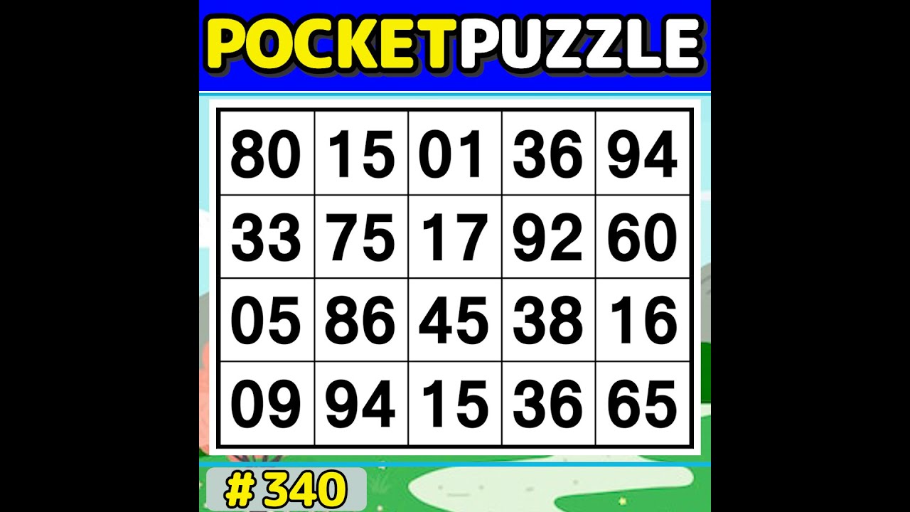 【Pocket Puzzle】 Activate your brain! 《Number Search|Brain training》 #340