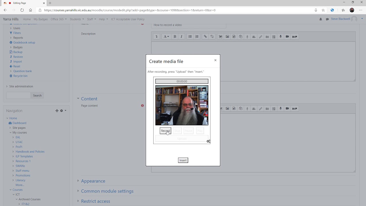 How to record a video in Moodle - YouTube